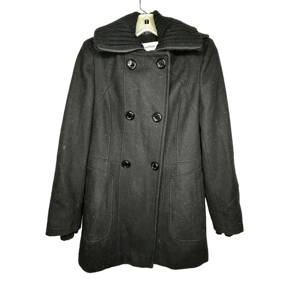 Calvin Klein Black Wool Blend Coat
